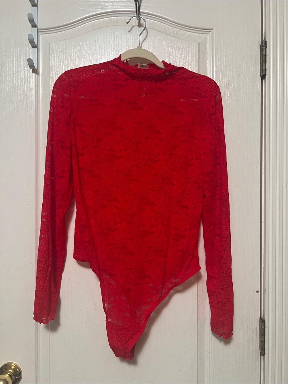 PINK vs Red Lace Long-Sleeve Bodysuit - Women